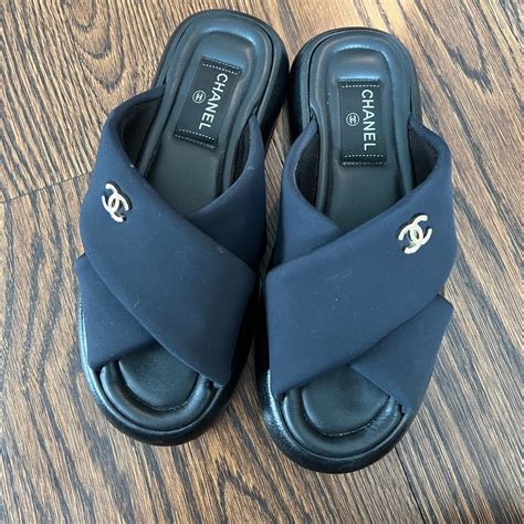 chanel criss cross slides|sandals in Chanel.